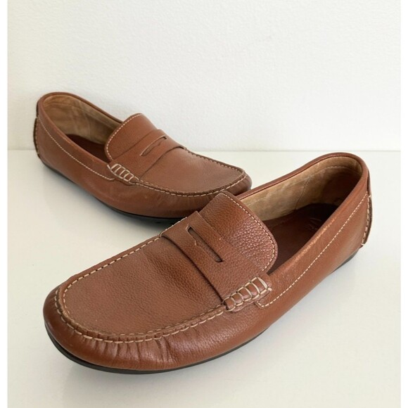 Cole Haan Kolin Limit Tan Tumbled Penny Loafer Pebbled Leather Brown Men's 13 - Picture 1 of 11